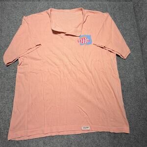 Vintage Crazy Shirts Hawaii Coral Pink Shirt Mens 1/4 Button Up T-Shirt Fish AOP